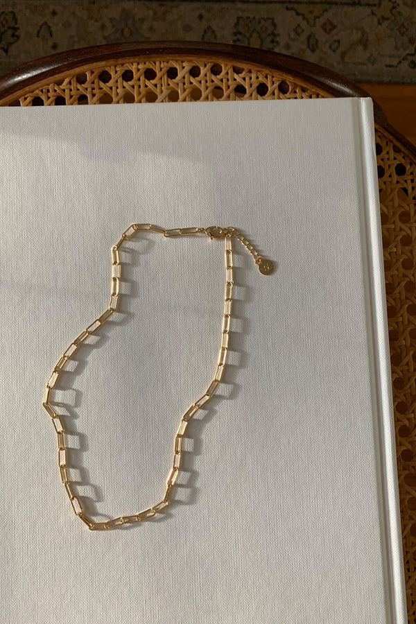 Bolt Charm Rectangle Link Necklace