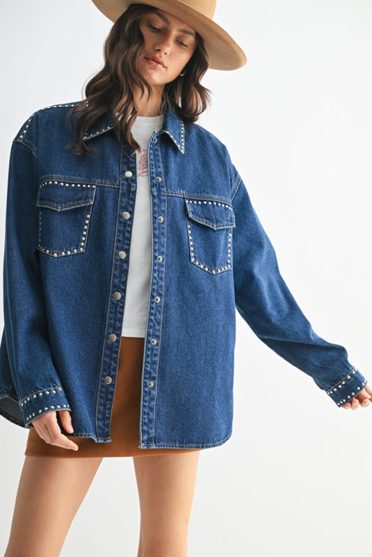 Studded Denim Long Sleeve