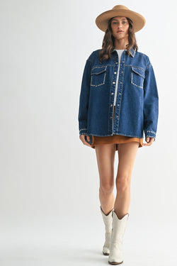 Studded Denim Long Sleeve