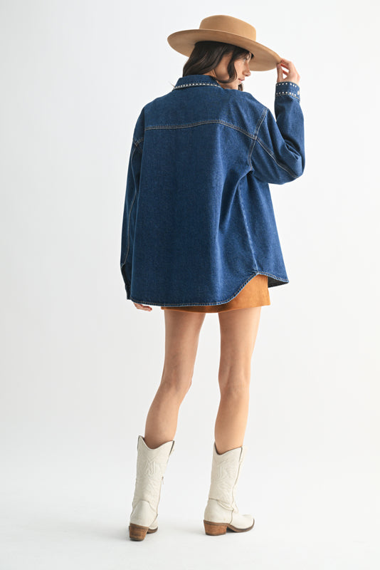 Studded Denim Long Sleeve