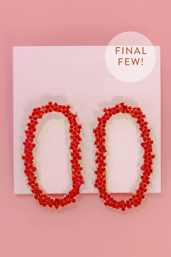 18K Oval Stone Holiday Earrings