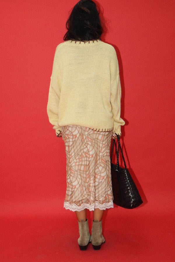 Butter Yellow Blanket Stitch Cowboy Sweater