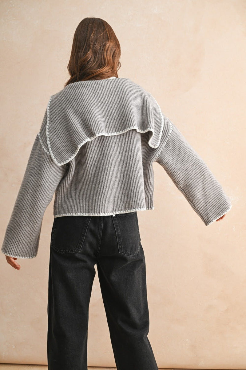 Grey Blank Stitch Cardigan