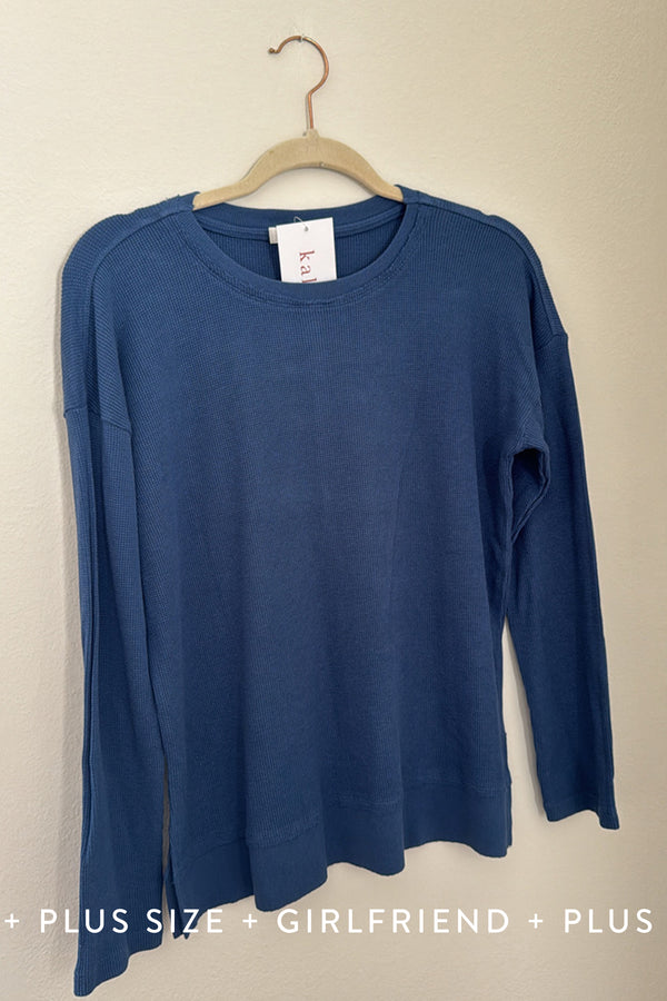 Crew Neck Boxy Top in Slate