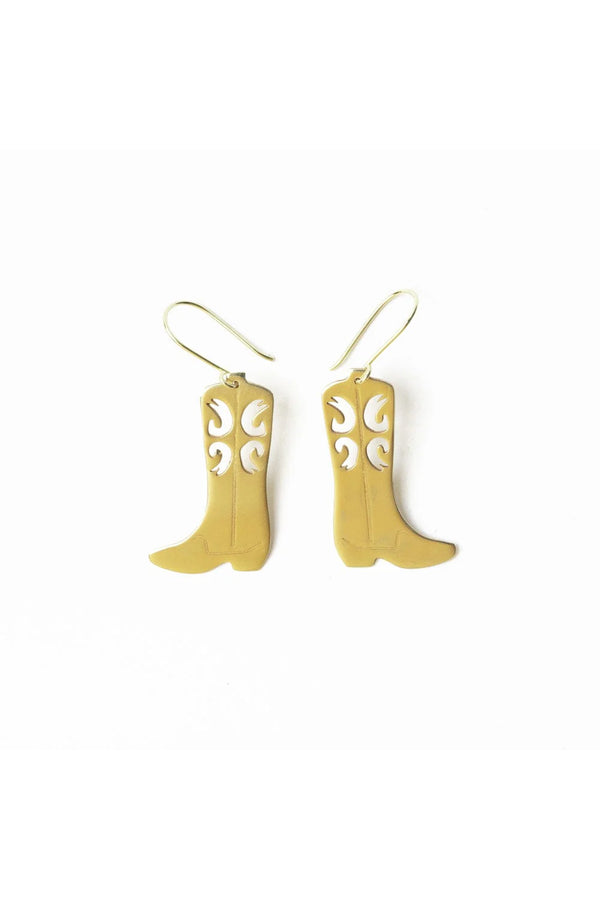Lacey Boot Dangle Earring Brass