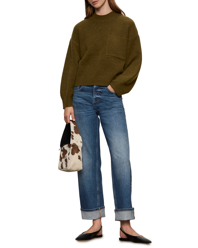 One Pocket Crew Sweater in Dirty Martini