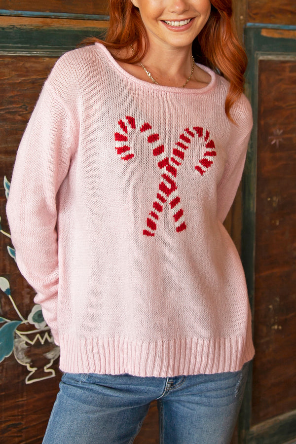 Candy Cane Crew Lightweight Sweater