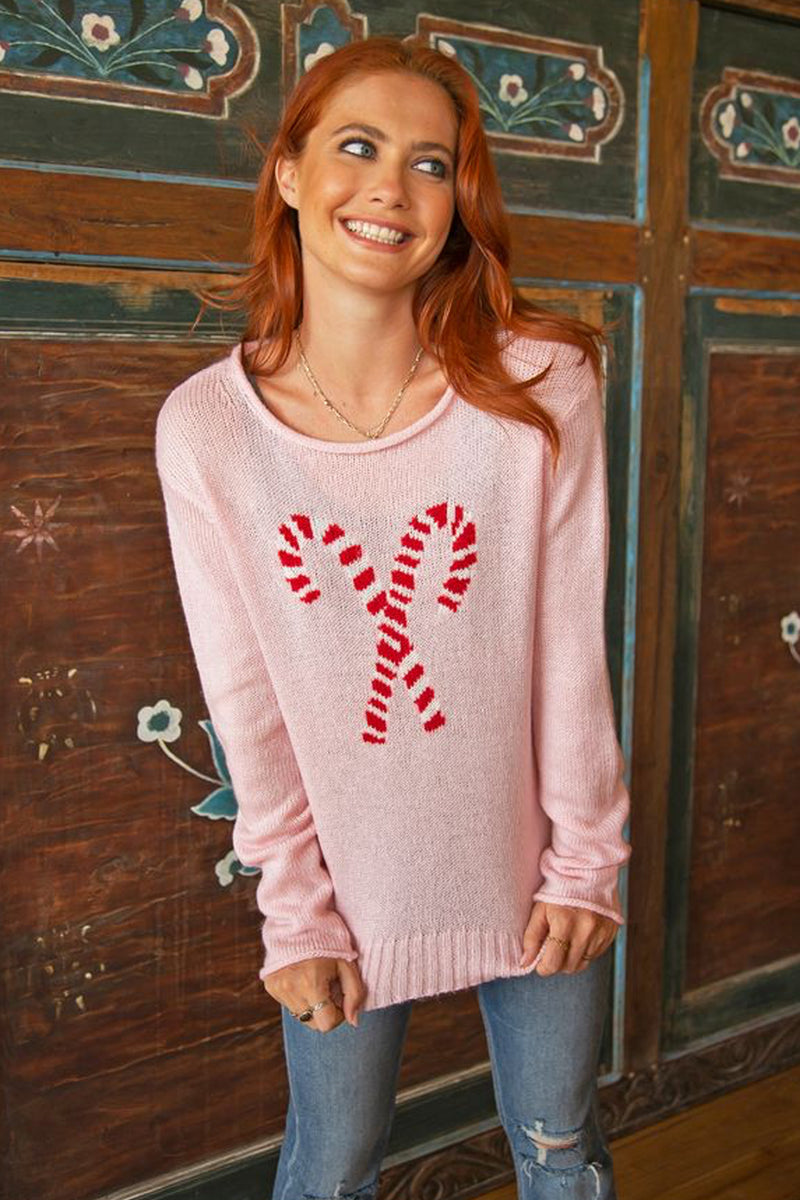 Candy Cane Crew Lightweight Sweater