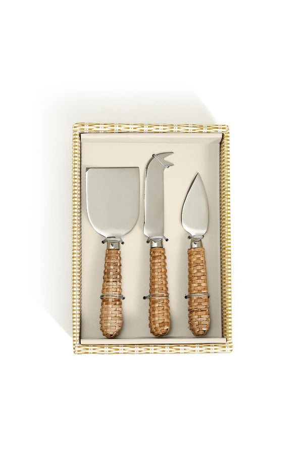 Wicker Weave Cheese Knives (set of 3)