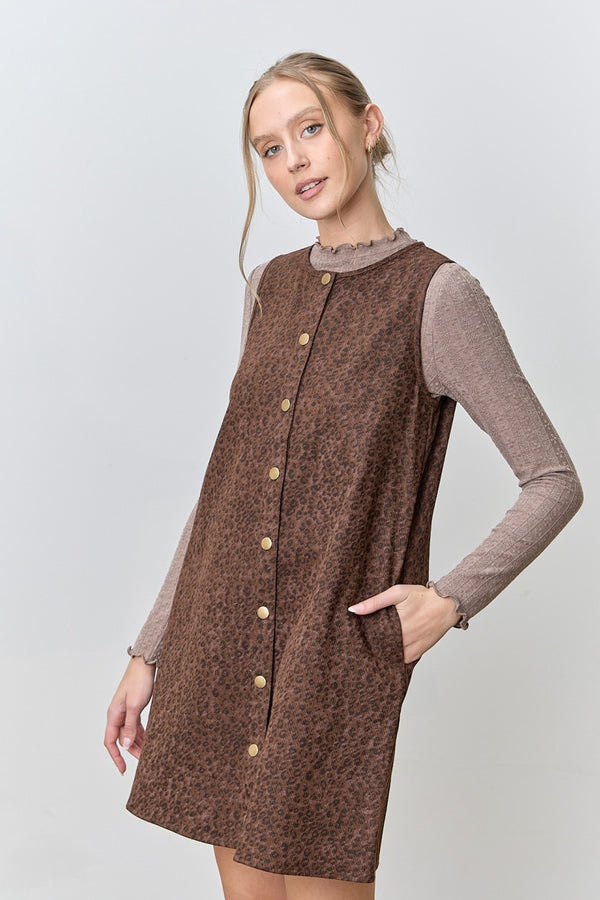 Cheetah Denim Button Down Mini Dress