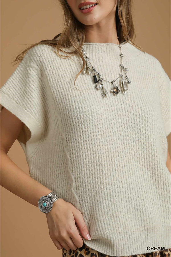 Knit Sweater Vest Top in Cream