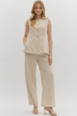Ecru High-waisted Pant