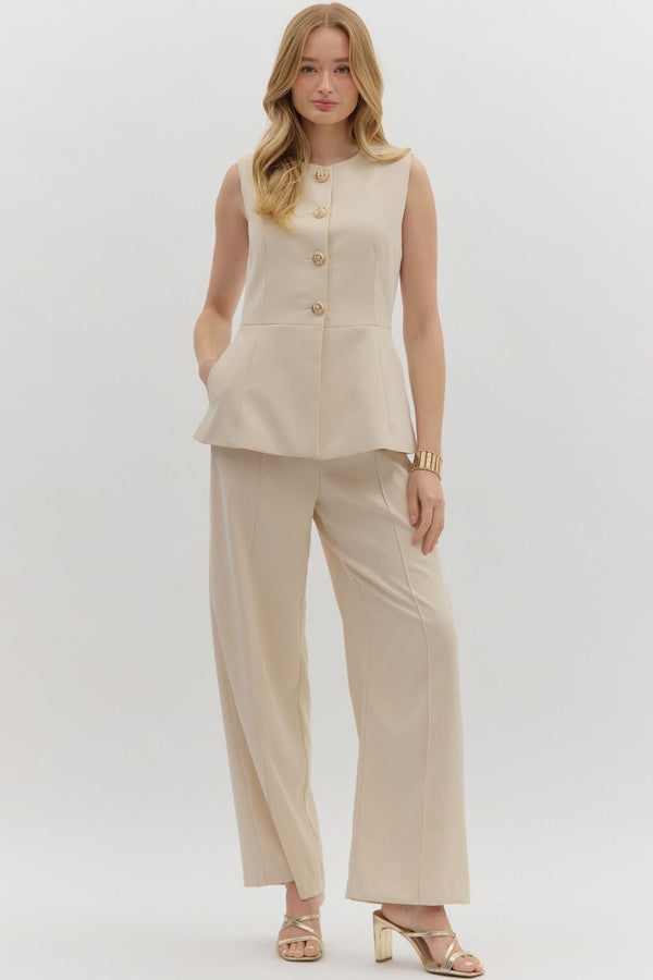 Ecru High-waisted Pant