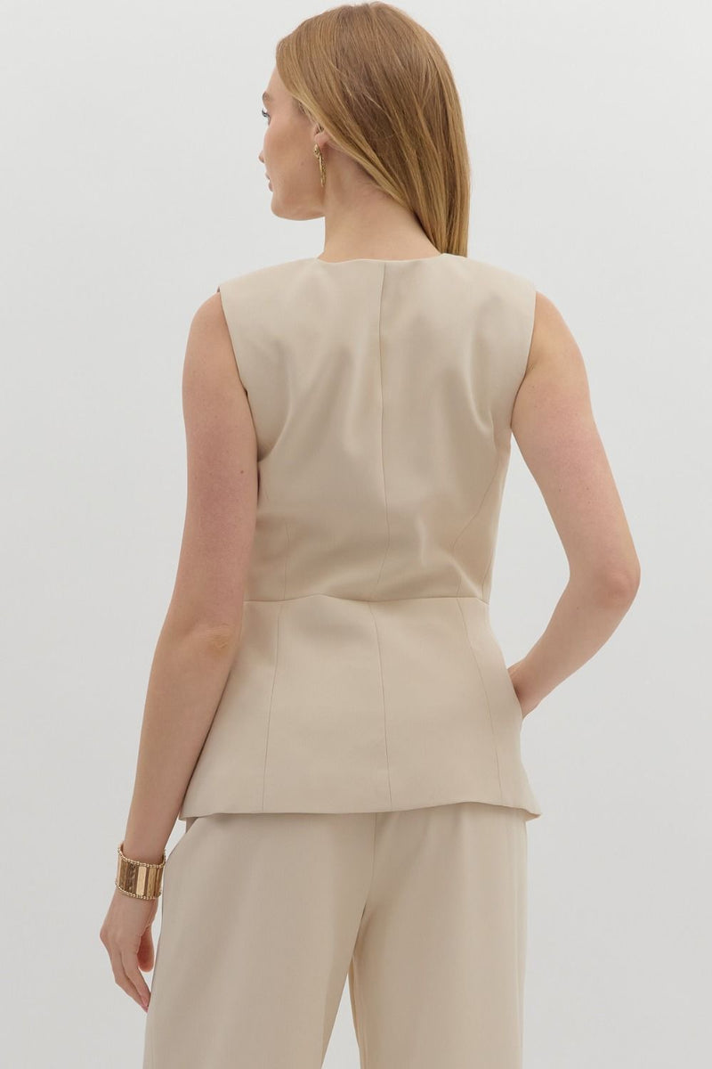 Ecru Vest with Gold Buttons
