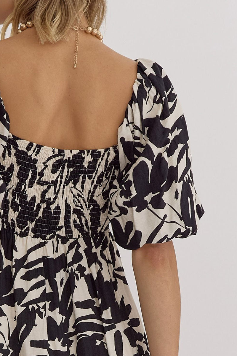 Black and Cream Floral Dress