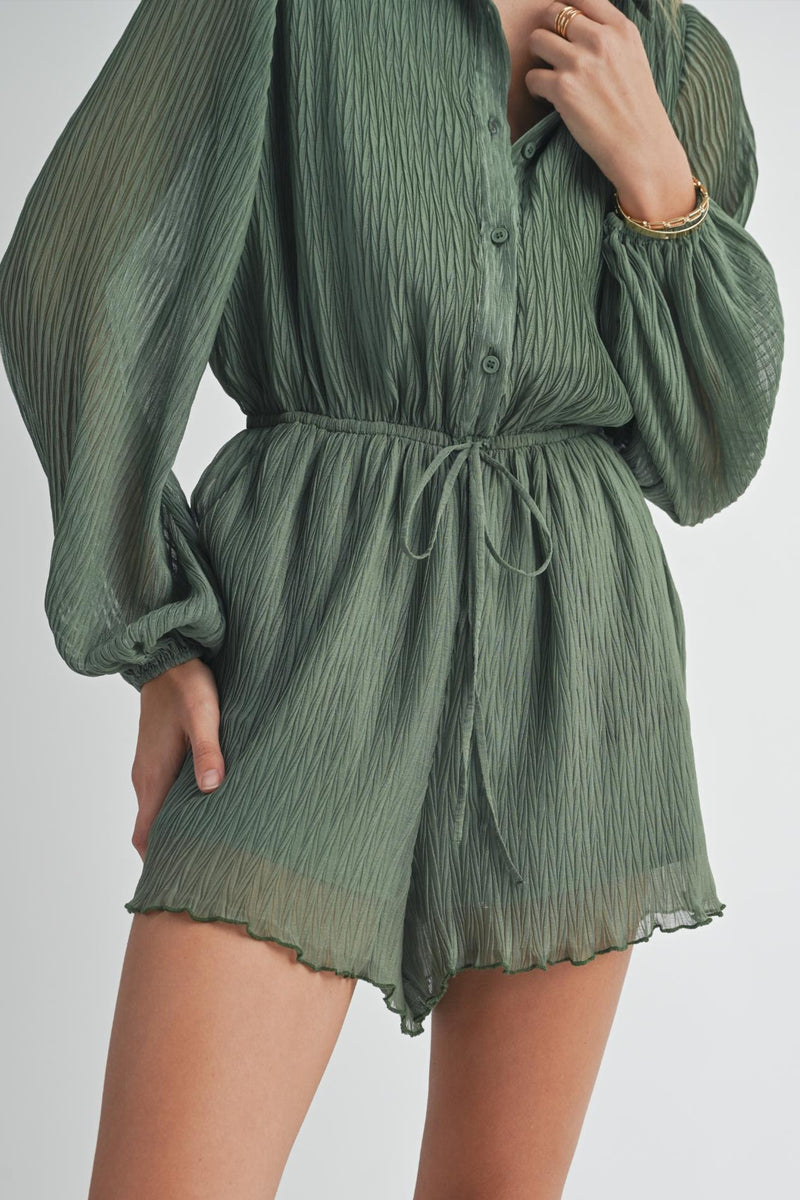 Sage Button Up Romper