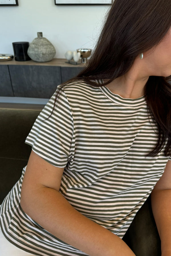 The Perfect Tee - Olive Stripe