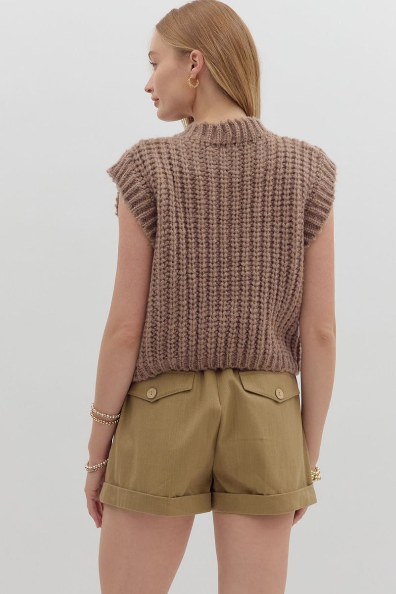 Knit Sleeveless Vest - Mocha Mousse