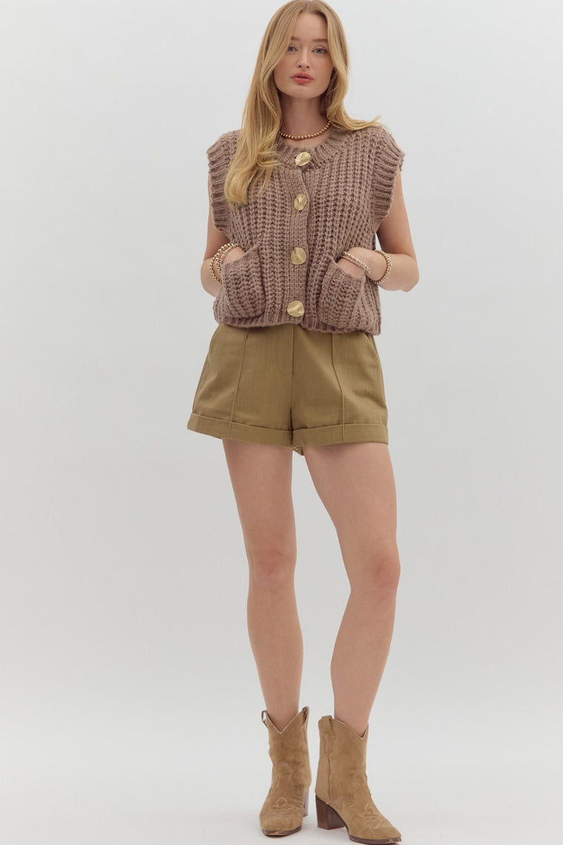 Knit Sleeveless Vest - Mocha Mousse