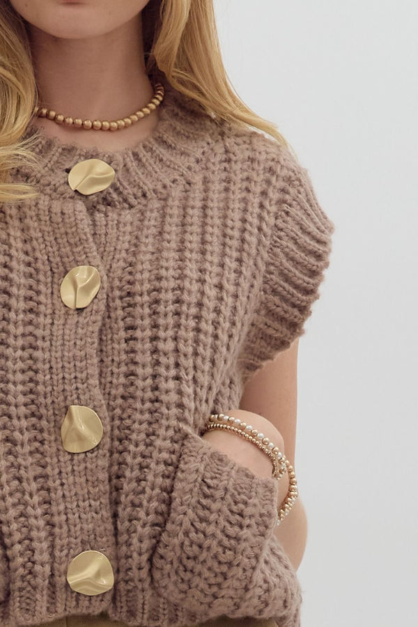 Knit Sleeveless Vest - Mocha Mousse