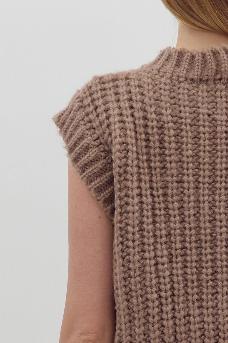 Knit Sleeveless Vest - Mocha Mousse