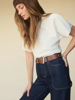 Rowan Studded Belt - Mahogany