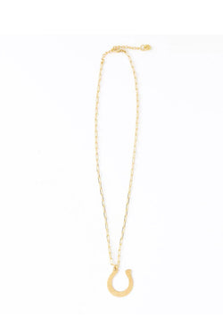 Madison Large Horseshoe Pendant Necklace Brass