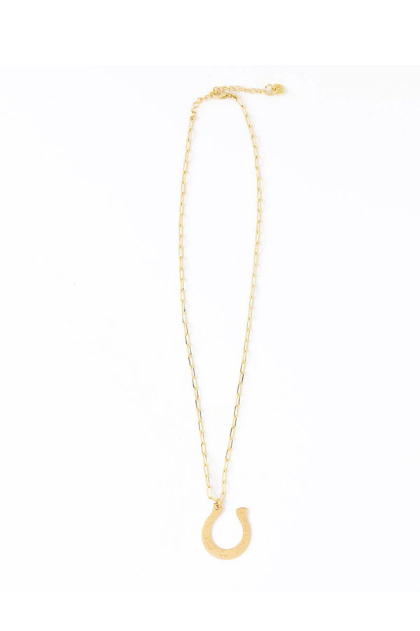 Madison Large Horseshoe Pendant Necklace Brass