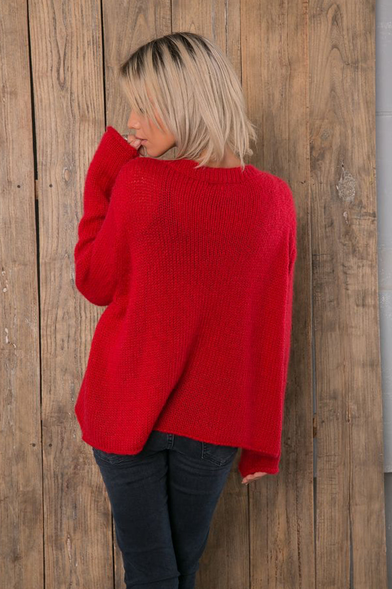 Merry Chunky Sweater in Red