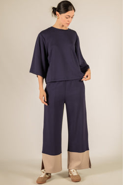 Navy Modal Contrast Pant