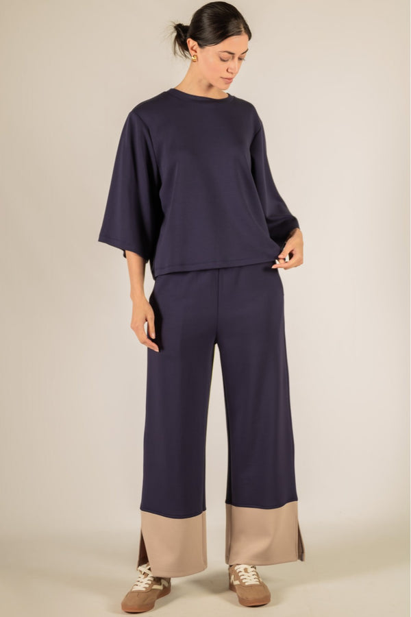 Navy Modal Short Sleeve Quarter Zip