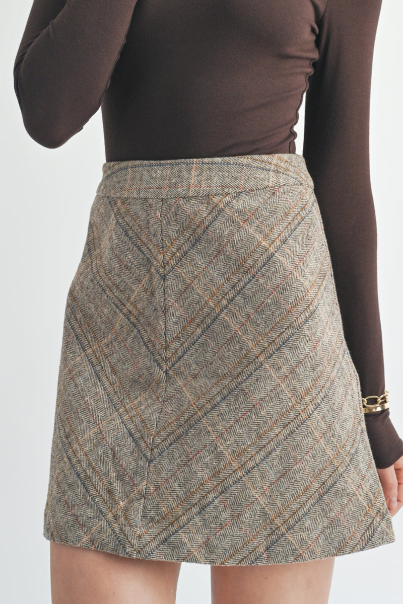 Harmony Herringbone Mini Skirt