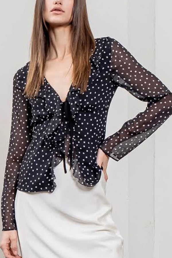 Polka Dot Ruffle Blouse