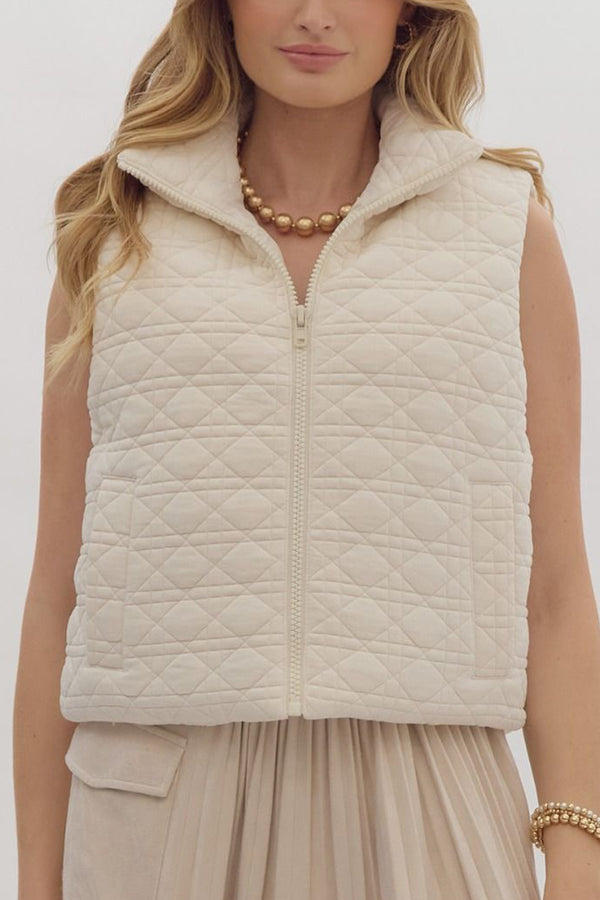 Puffer Vest in Ecru