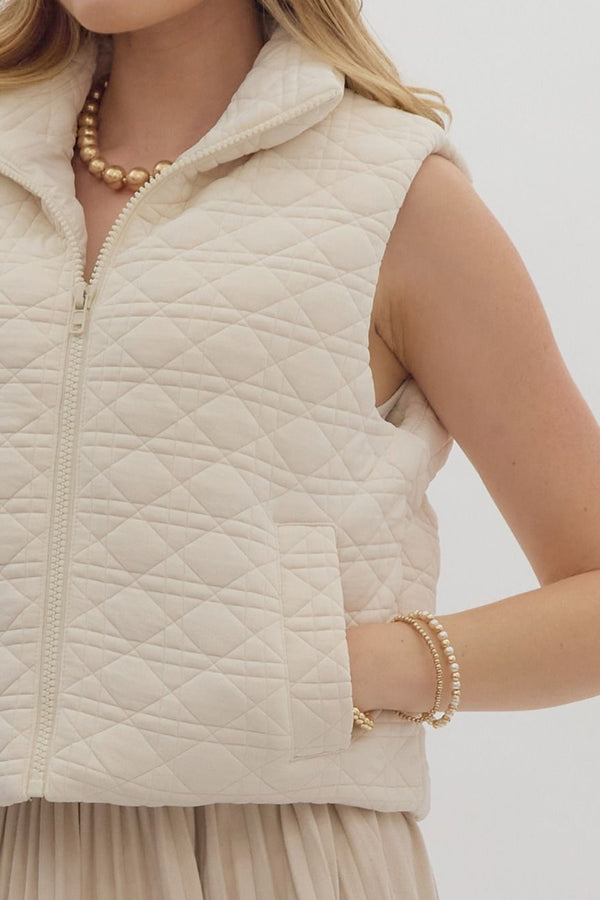 Puffer Vest in Ecru