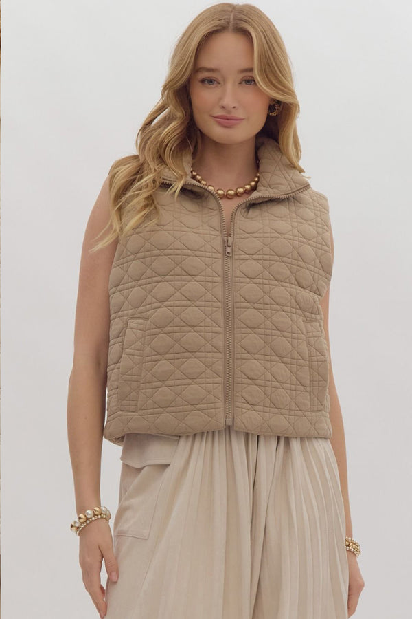 Puffer Vest in Taupe