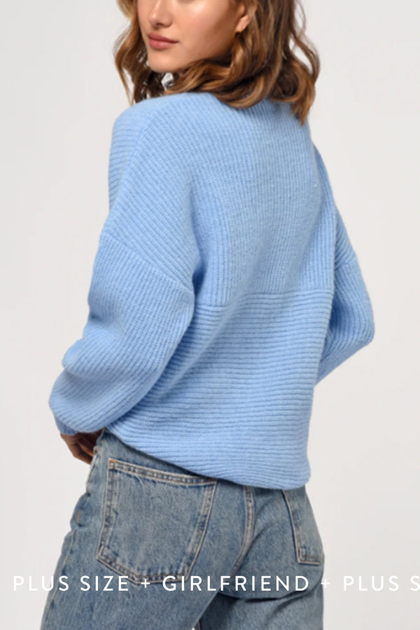 Rina Ice Blue Cross Front Sweater