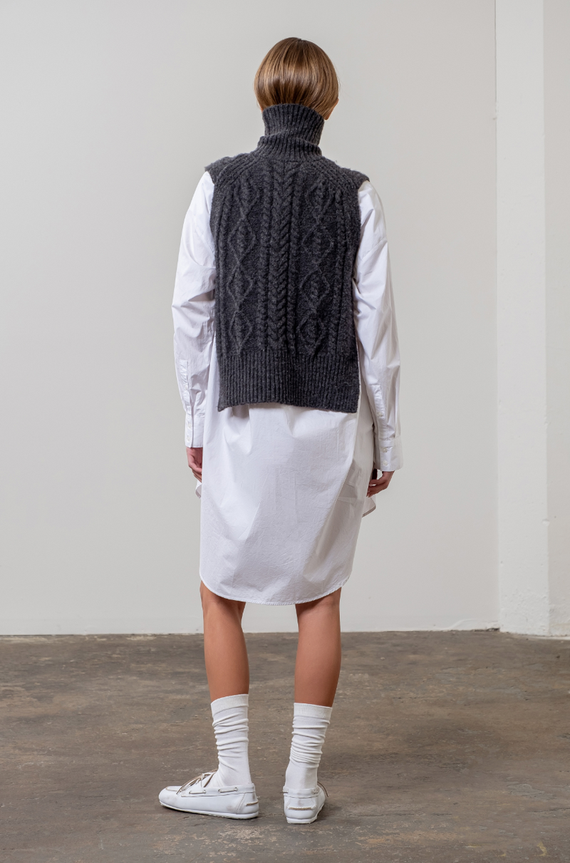 Tuttle Neck Cable Side Vest - Charcoal