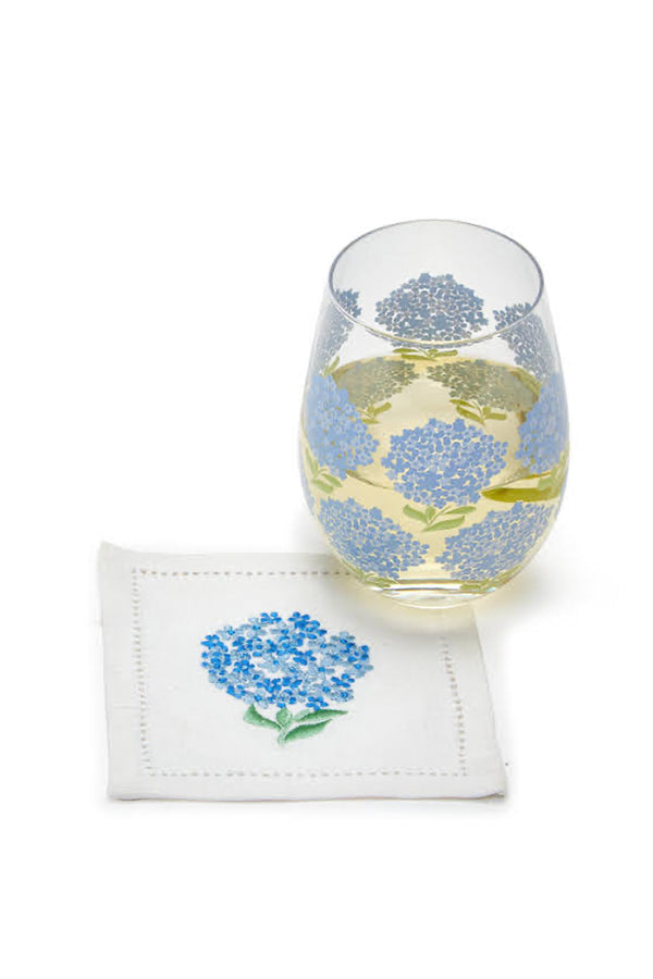Hydrangea Embroidered Cocktail Napkins (set of 6)