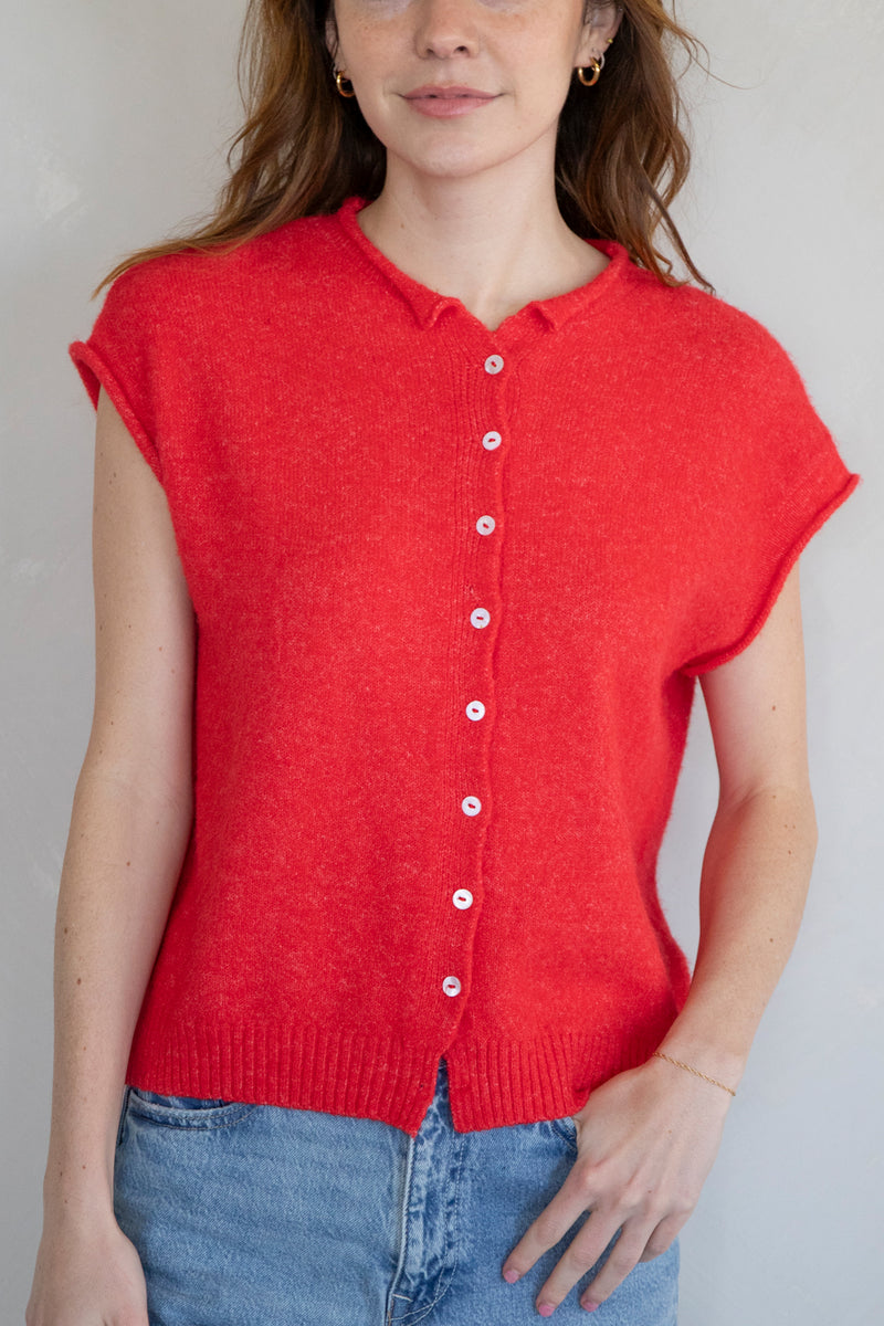 Tomato 🍅 Red Cozy Sweater Vest Cardigan