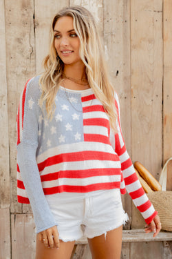 Flag 🇺🇸 Shirt Tail Cotton Sweater