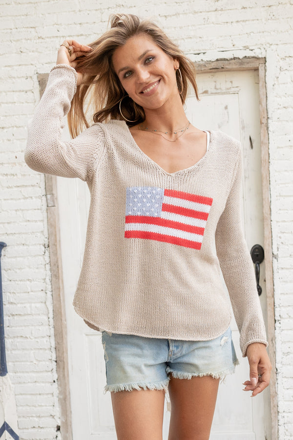 Flag 🇺🇸 Cropped Crew Cotton Sweater