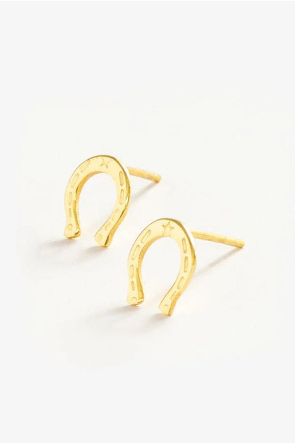 Alice Horseshoe Brass Post Earrings 18k Gold