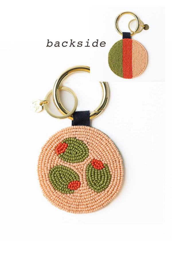 Kelsey Olives Seed Bead Bag Accessory Key Ring Blush