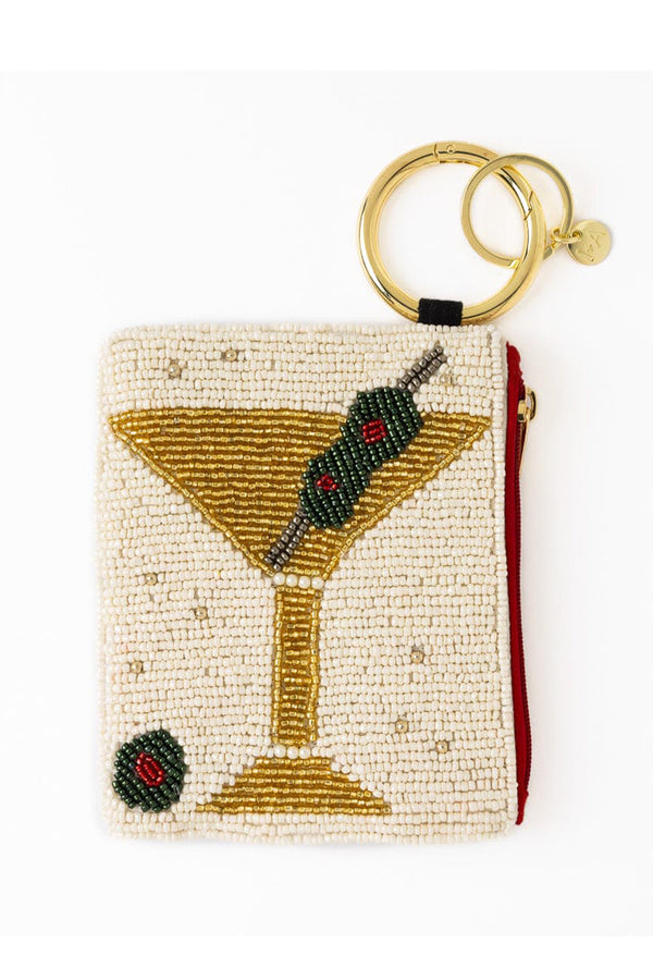 Mary Martini And Olive Beaded Coin Purse Ivory