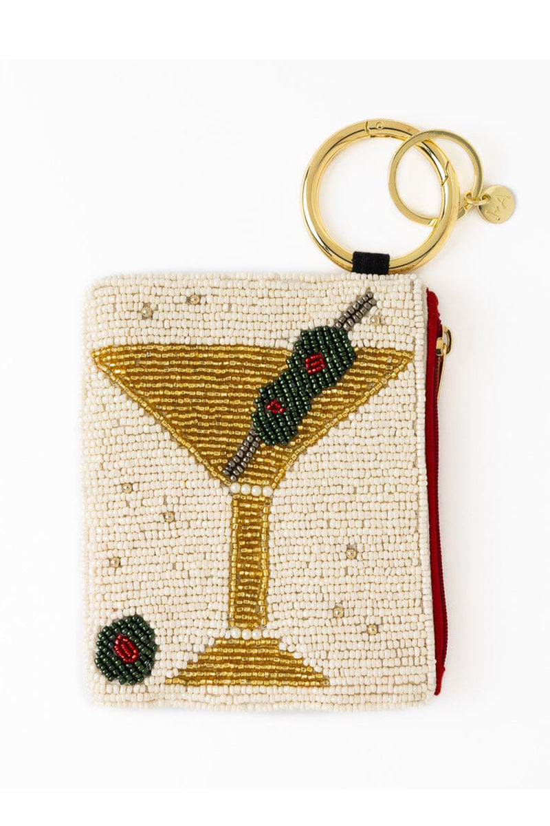 Mary Martini And Olive Beaded Coin Purse Ivory