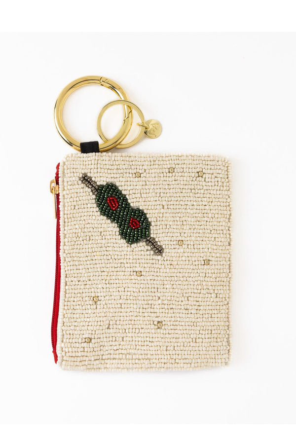 Mary Martini And Olive Beaded Coin Purse Ivory