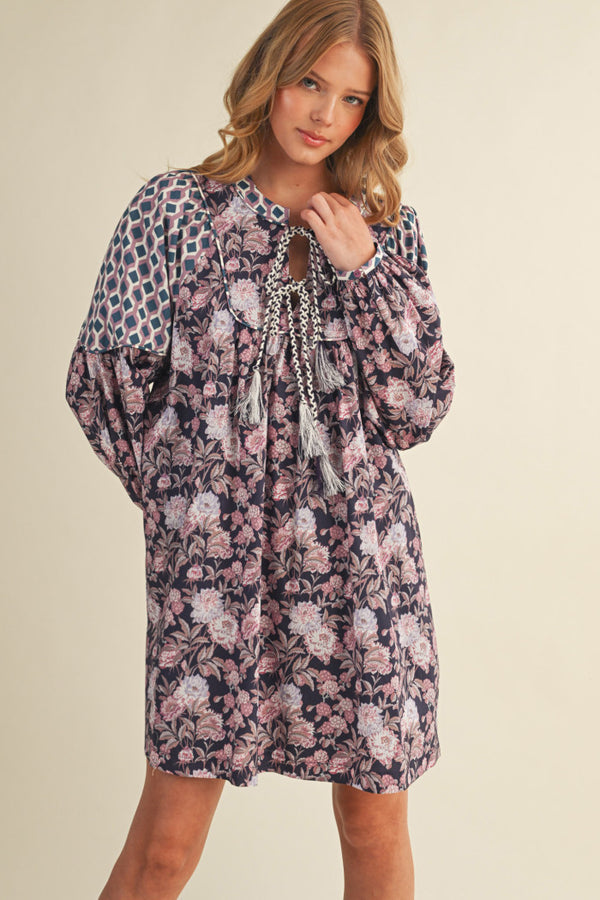 Eggplant Floral Swing Dress