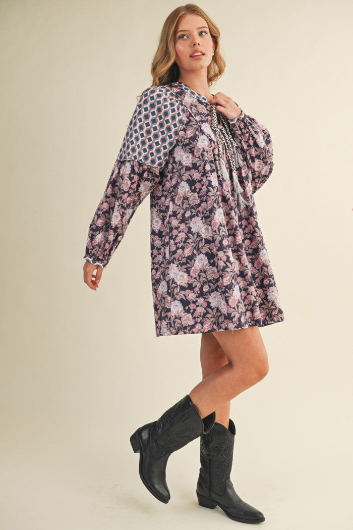 Eggplant Floral Swing Dress