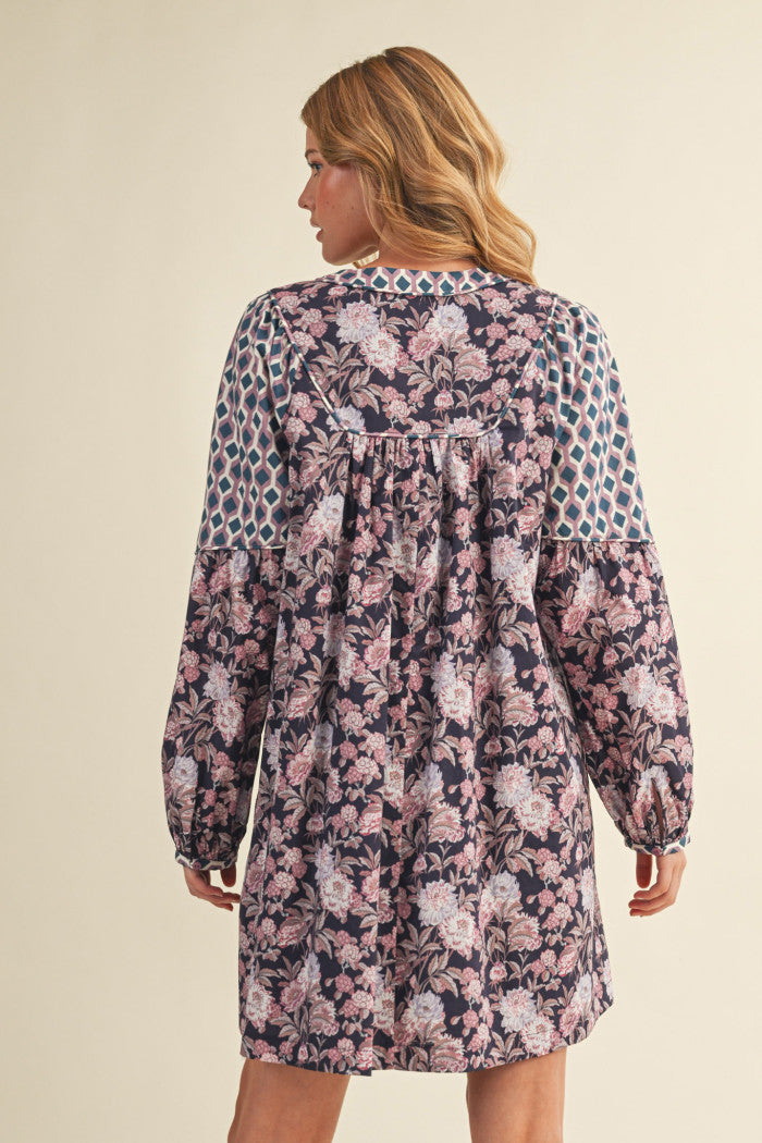 Eggplant Floral Swing Dress